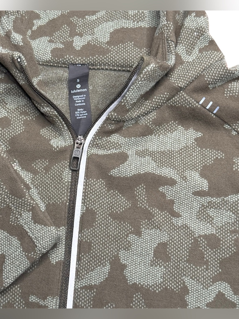 Lululemon Hoodie Men’s Sz S Surge Green Camo Full Zip Performance Gym Workout
